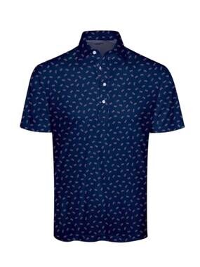 NEW COLLARS & CO. men's featherweight 250 patterned flex polo in navy